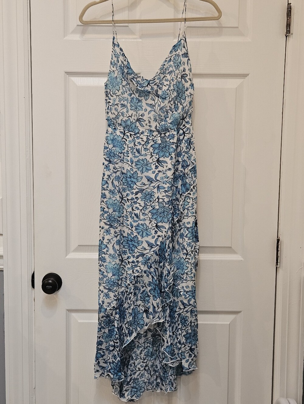 Alice + Olivia Tevi Ruffled Printed Georgette Midi High Low Dress Size 6